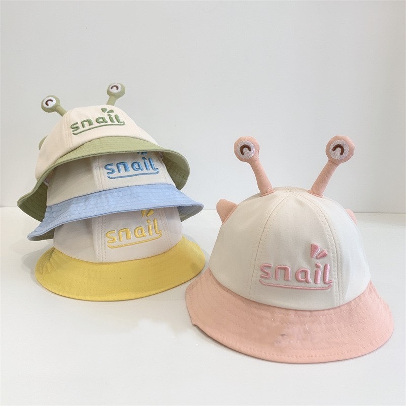 Mũ nón vành hình mắt ốc sên Snail cho bé trai bé gái đi học kèm chắn giọt kéo khoá mesocshop