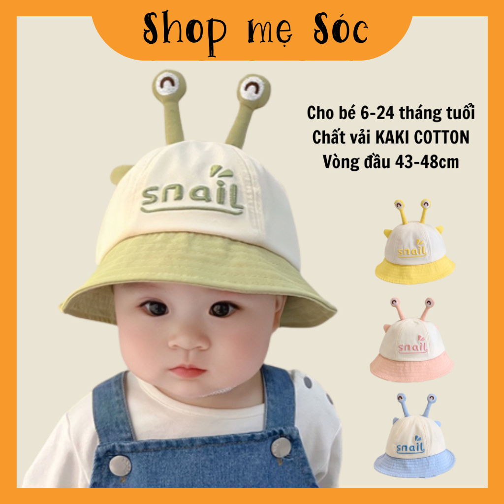 Mũ nón vành hình mắt ốc sên Snail cho bé trai bé gái đi học kèm chắn giọt kéo khoá mesocshop