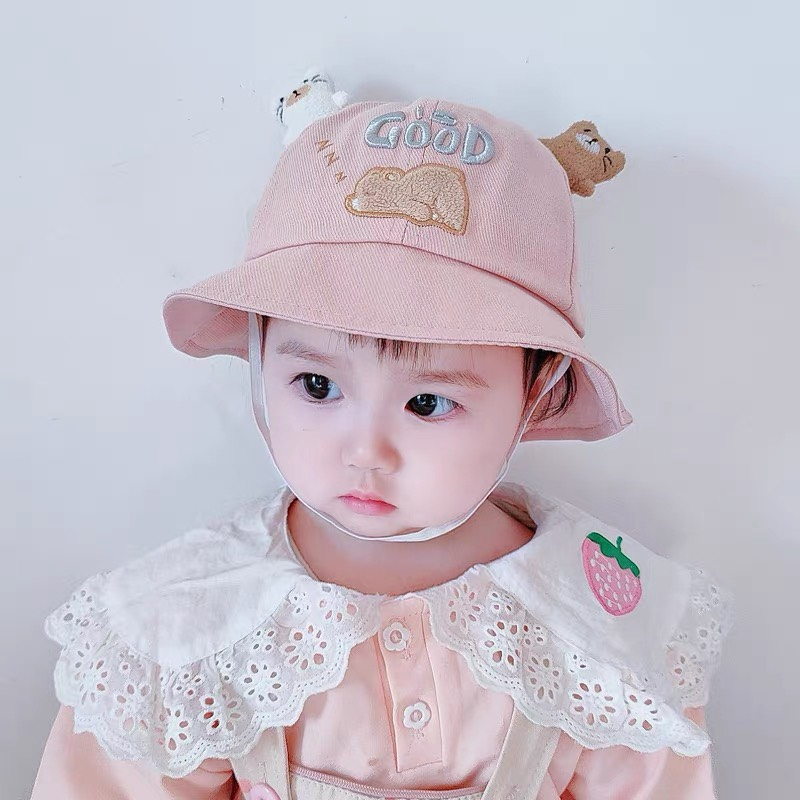 Mũ vành hai tai gấu GOOD có quai chống tuột cho bé 0-3 tuổi mesocshop