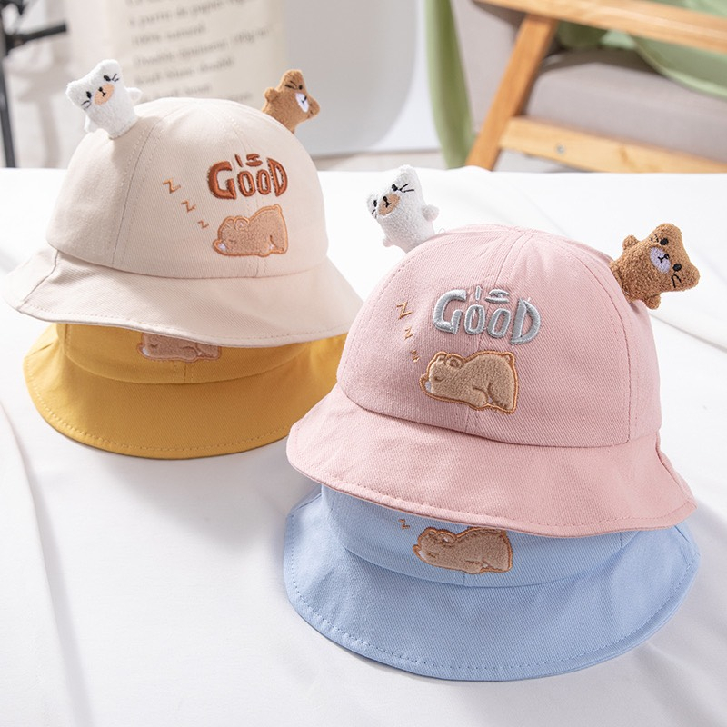 Mũ vành hai tai gấu GOOD có quai chống tuột cho bé 0-3 tuổi mesocshop