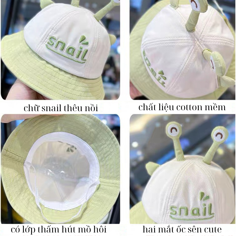 Mũ nón vành hình mắt ốc sên Snail cho bé trai bé gái đi học kèm chắn giọt kéo khoá mesocshop