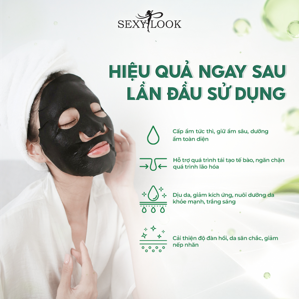 Ảnh Mặt Nạ Đen Hoa Sơn Trà SEXYLOOK Dưỡng Ẩm Ngăn Ngừa Nếp Nhăn (5 miếng x 28ml) 4