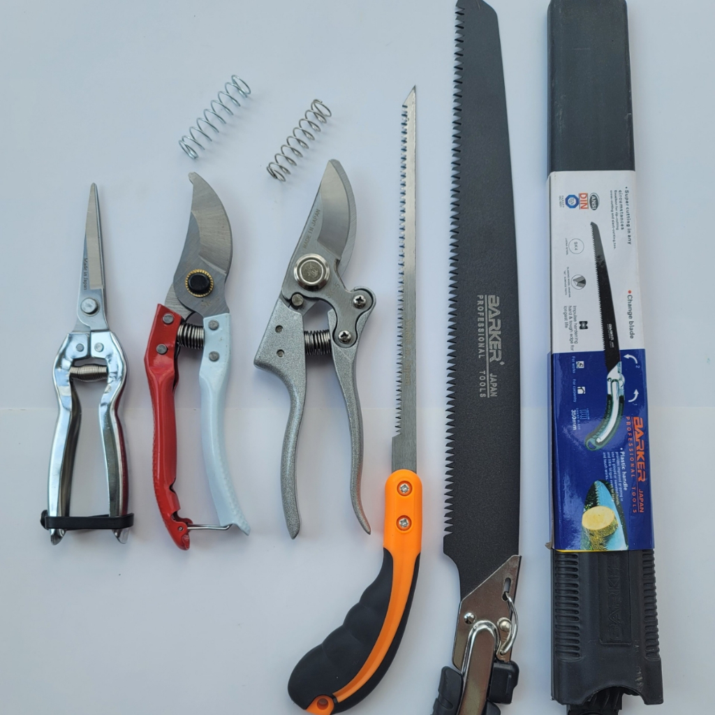 (FREESHIP) Combo Kéo Cắt Cành Tỉa Cành SK5 Tỉa Thép Trắng Cưa Lách New và Cưa Barker Làm Vườn Bonsai - Dụng Cụ GD Smart