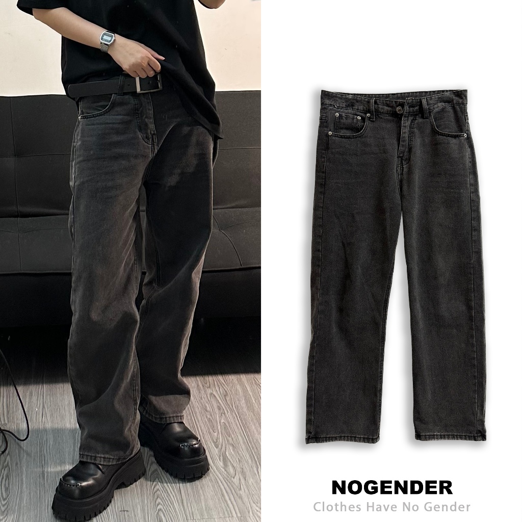 QUẦN BAGGY DENIM MÀU ĐEN XÁM UNISEX