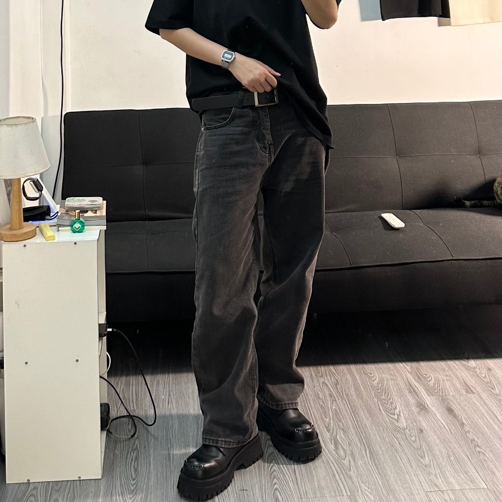 QUẦN BAGGY DENIM MÀU ĐEN XÁM UNISEX