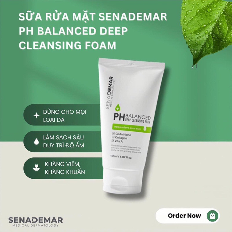 Sữa rửa mặt Sena demar PH balanced deep cleansing foam 150ml - hạn 2028 Hàn Quốc sữa rửa mặt senademar  IS453