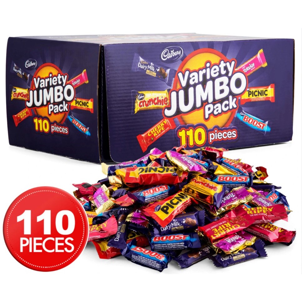 Thanh socola cadbury variety jumbo chocolate box 1.56kg Kirkland