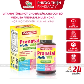 Vitamin tổng hợp cho bà bầu, bổ bầu MediUSA Prenatal Multi DHA cho bà bầu lọ 60 Viên