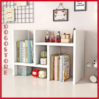 Kệ sách gỗ để bàn đa năng màu trắng lắp ghép tiện lợi decor bàn làm việc góc học tập