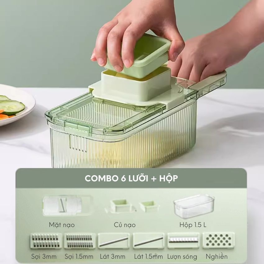 Bộ nạo sợi rau củ đa năng FEEKA 6 lưỡi dao, đồ bào rau củ đa năng cao ...