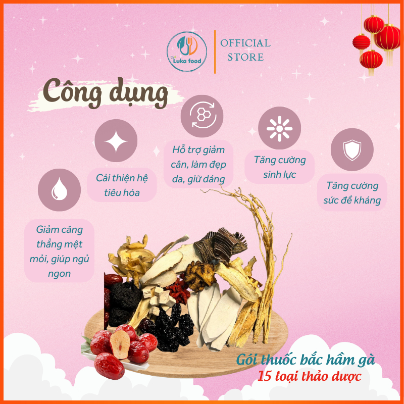 Gói Gia Vị Hầm Gà 15 Vị Thảo Mộc (65g) - Set Nguyên Liệu Tiềm Bồ Câu, Đuôi Bò Bổ Dưỡng Thơm Ngon Luka Food