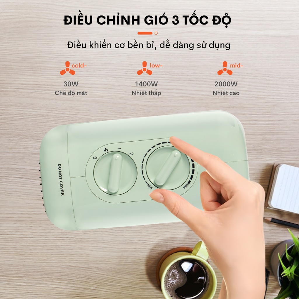 Quạt sưởi gốm Fujihome FH1200 công nghệ nhiệt gốm, không đốt cháy oxy, tự động ngắt khi quá nhiệt, bảo hành 12 tháng