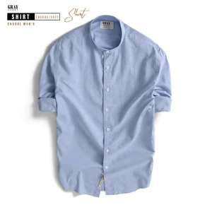 Áo Sơ Mi Nam Dài Tay Cổ Tàu (6 màu) GRAYHOMME linen kẻ sọc cá tính chất vải đũi thoáng mát - TB130