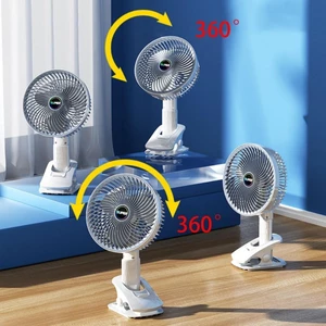 Quạt Tích Điện Để Bàn Có Đế Kẹp Tiện Lợi, Đầu Xoay 360 Độ, Quạt Tích Điện Để Bàn Có đế kẹp hít tường