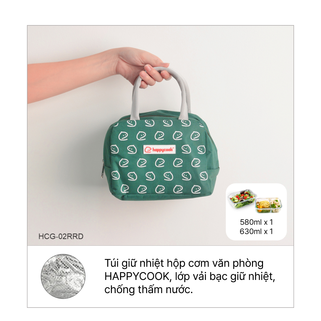 Ảnh Bộ hộp thủy tinh chia ngăn kèm túi giữ nhiệt HAPPYCOOK, HCG-02RRD 1