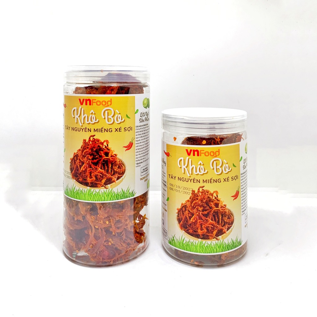 Khô Bò Xé Sợi Tây Nguyên Hũ 300-500G 100% Thịt Bò Tươi VnFood