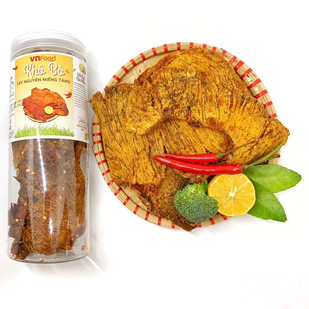 [Hũ 500Gr] Khô Bò Miếng Tảng Tây Nguyên Xuất Khẩu VnFood