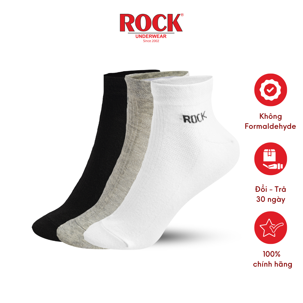 Set 3 Đôi tất nam cao cấp cổ thấp ROCK UNDERWEAR VA 502, ngăn mùi, thấm hút, kháng khuẩn