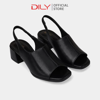 Giày sandal cao gót nữ DILY gót vuông quai ngang bản to ôm chân, xăng đan cao gót mũi vuông trendy cao 5cm AA0455