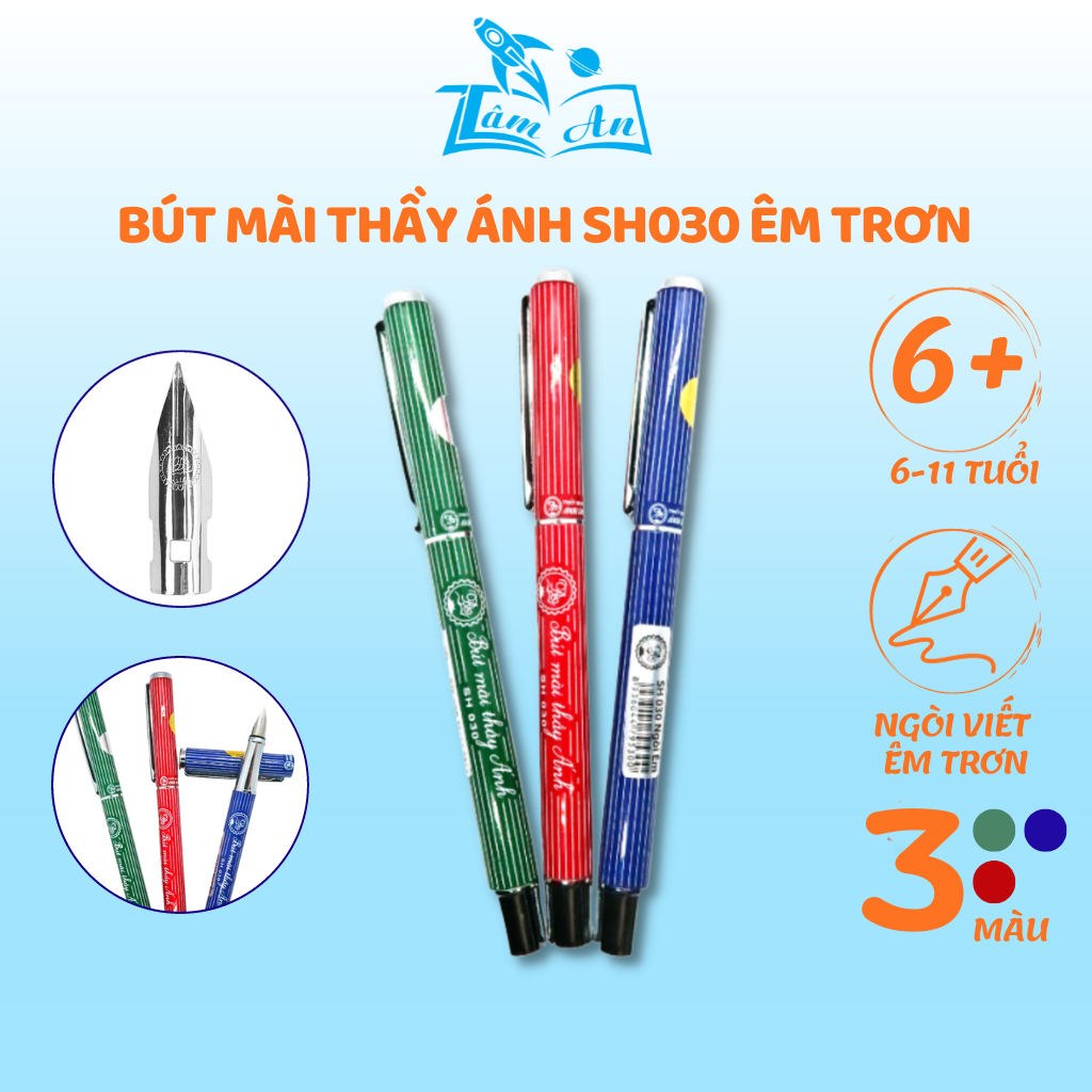 Ảnh Bút mài thầy ánh SH030 nét thanh đậm luyện chữ đẹp êm trơn cho bé tiểu học tặng kèm hộp - Nhà Sách Tâm An 1