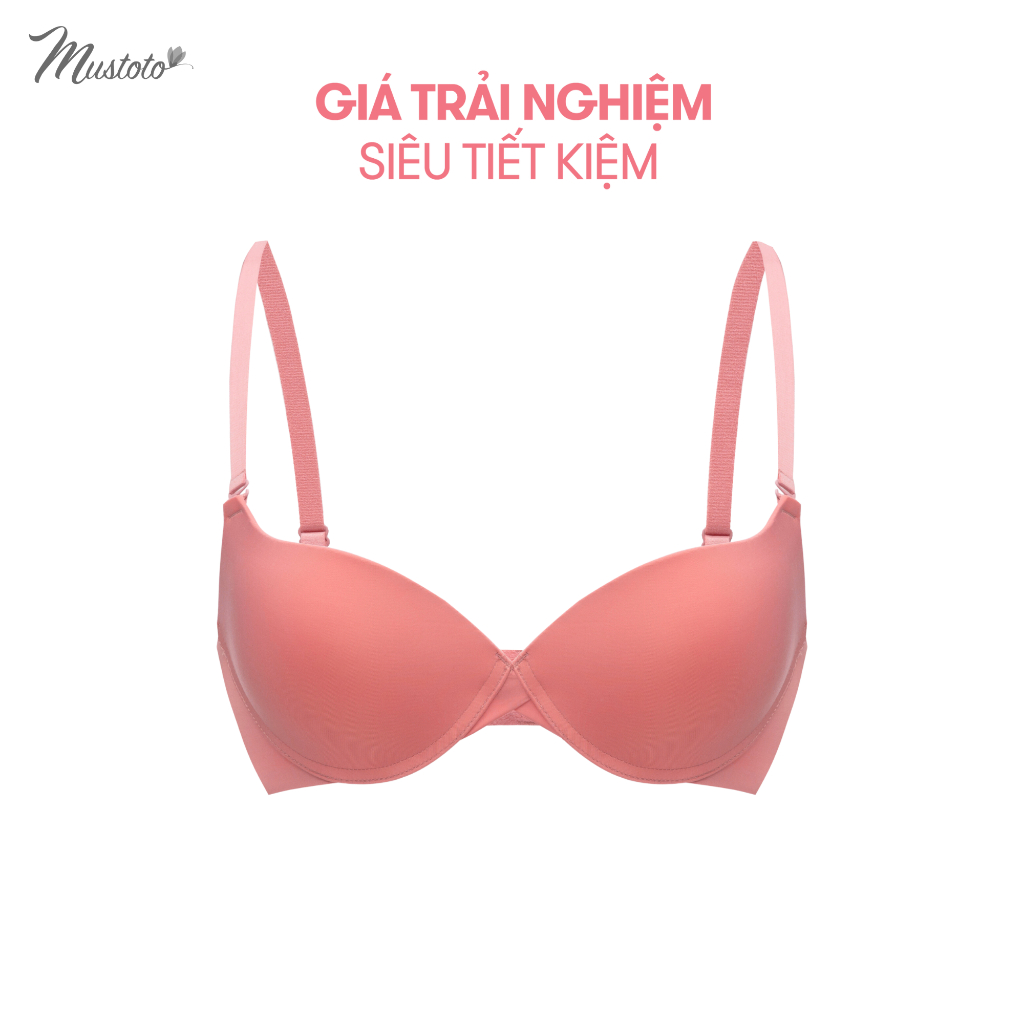 Áo Lót Nữ Trơn Nâng Ngực Có Gọng Mút Vừa 2cm Bra Hop Hồng Cam Mustoto MA26