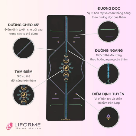 Thảm tập yoga Liforme Cosmic Moon 4.2mm - Matte Black