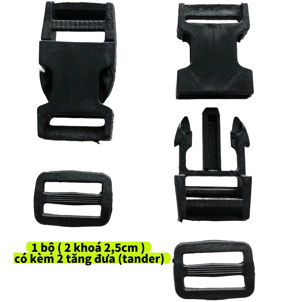 Bộ Khoá cài, khoá bóp, tander làm balo, túi đeo ,Khoá paracord, chốt cài quai cặp balo, khóa cài nhựa rẻ đẹp 1 cặp 2 cái