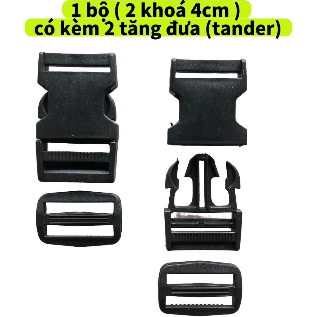Khóa bóp nhựa dành cho balo, túi, đồ bảo hộ có kèm tander