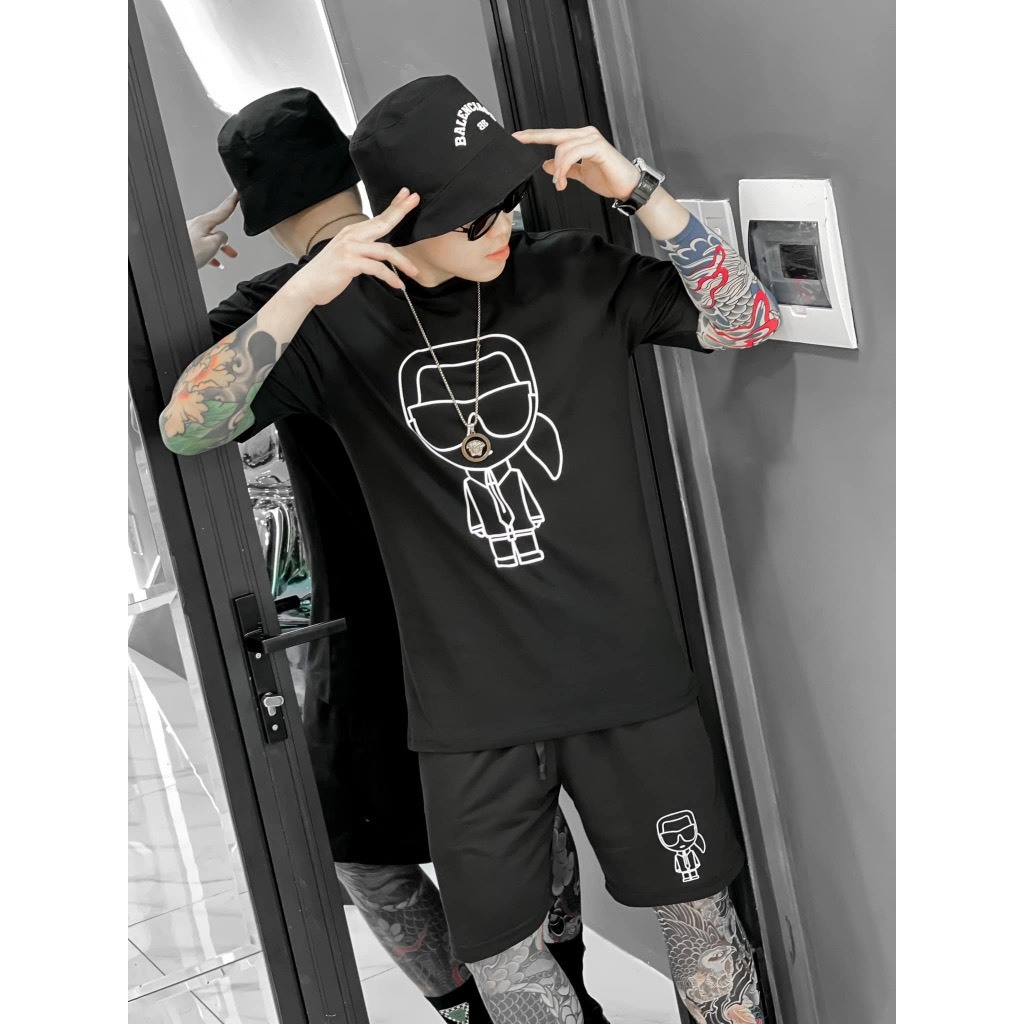 Bộ Phông Hè Thể Thao Cổ Tròn Phối Hoạ Tiết Cô Gái Cá Tính Sành Điệu, Chất Liệu Cotton Mềm Mịn Thấm Hút Mồ Hôi Cực Tốt