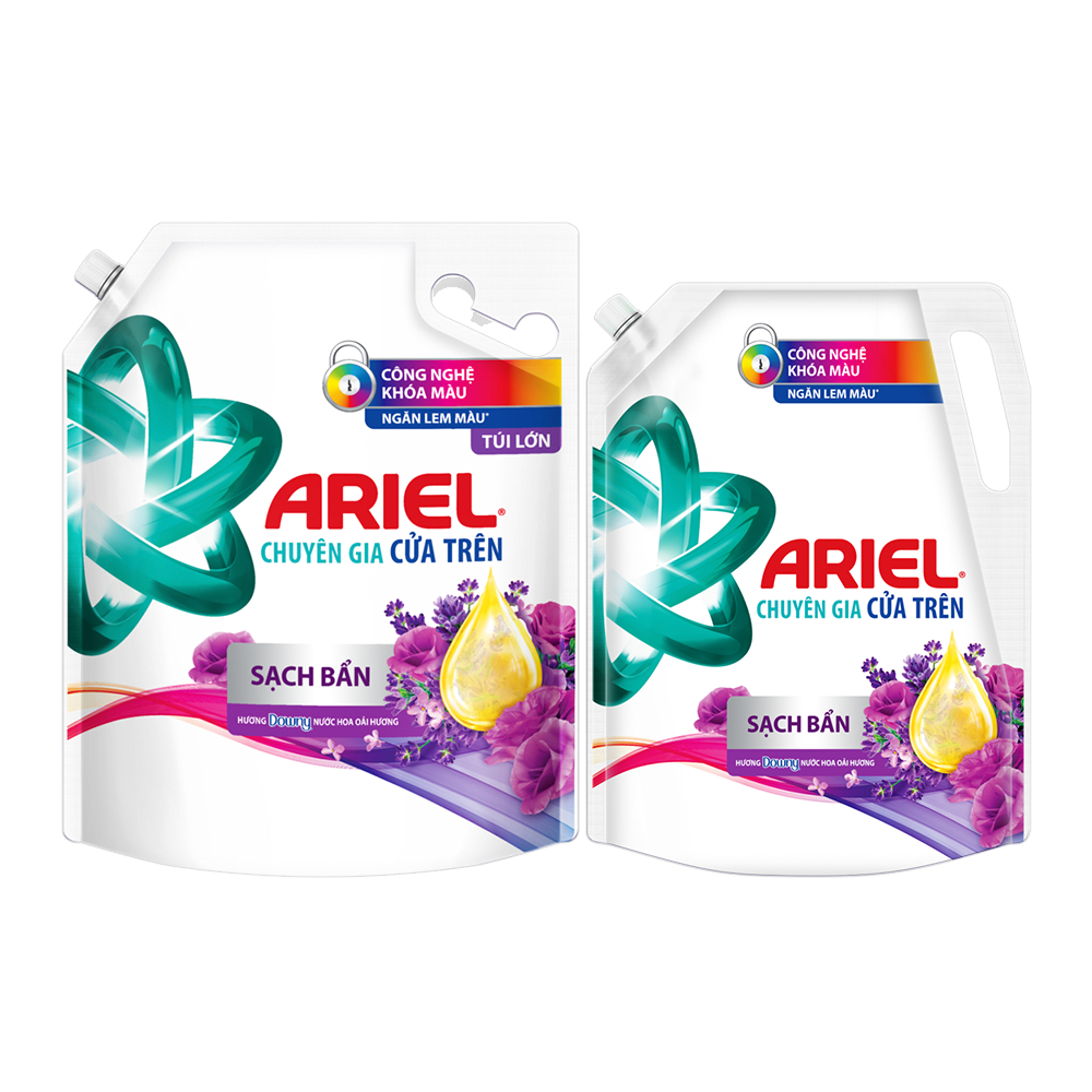 Ảnh Túi Nước Giặt ARIEL Chuyên Gia Cửa Trên Ngăn Lem Màu Hương Hoa Oải Hương 1.8KG/3.2KG 1