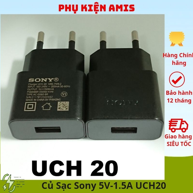 Chargeur Original UCH20 + Câble Micro USB Pour Sony Xperia C C2305 - Noir - Neuf Avec Emballage