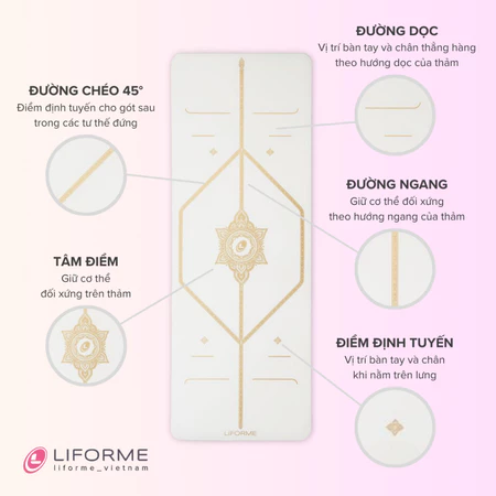 Thảm tập yoga Liforme 'White Magic' 4.2mm - White/Gold