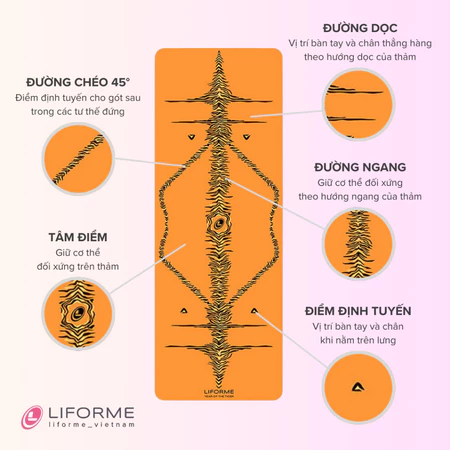 Thảm tập yoga Liforme 'Year of the Tiger' 4.2mm - Vibrant Orange/Black-Cream
