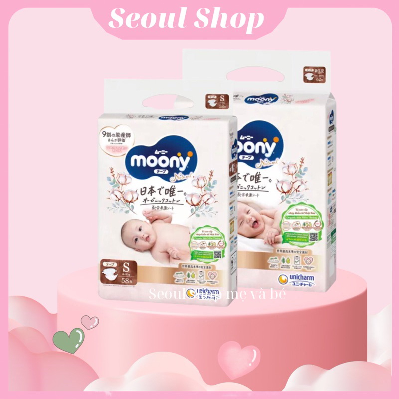 Tã Dán/Bỉm Quần Moony Natural Trắng Nội Địa Nhật Đủ Size Chống Tràn An Toàn Cho Da Nhạy Cảm Của Trẻ