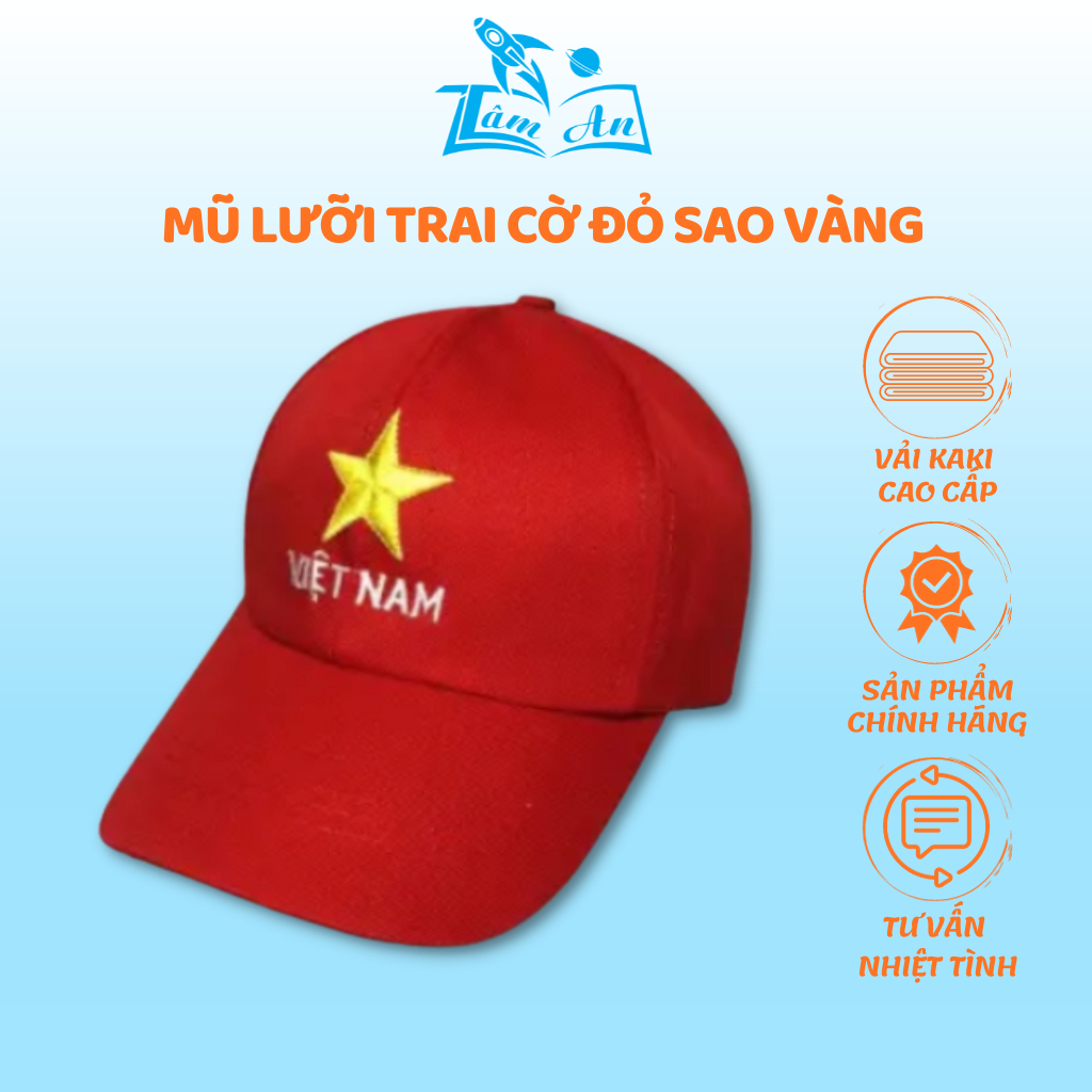 Ảnh Mũ lưỡi trai nam nữ cao cấp cờ đỏ sao vàng việt nam vải kaki có thể điều chỉnh độ rộng - Tâm An 1