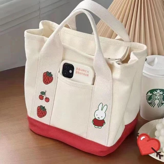Túi Xách Vải canvas Cỡ Lớn Thêu Họa Tiết Dễ Thương Thời Trang2023 Phong cách thêu thỏ tươi tắn,ngọt ngào cho năm con Thỏ