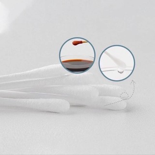 Tăm bông vcool cho bé sơ sinh trẻ em hộp 200 que 2 đầu dẹt tròn thân giấy mềm mại an toàn #A247