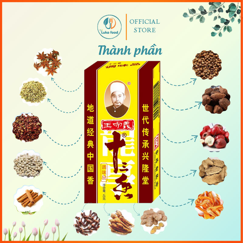 Bột Thập Tam Hương Hộp 45g 13 Loại Thảo Mộc - Gia Vị Ướp Thịt Nướng, Vịt Quay, Phá Lấu Chuẩn Vị Trung Hoa Luka Food
