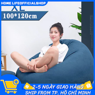 Ghế lười biếng màu nâu xốp vỏ đậu lười biếng các hình thức thiết kế đơn giản phong cách cổ điển, vải nhung chất lượngcao