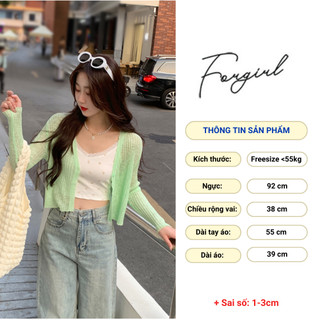 Áo khoác cardigan mỏng dệt kim dài tay cổ V forgirl kiểu dáng croptop FG094