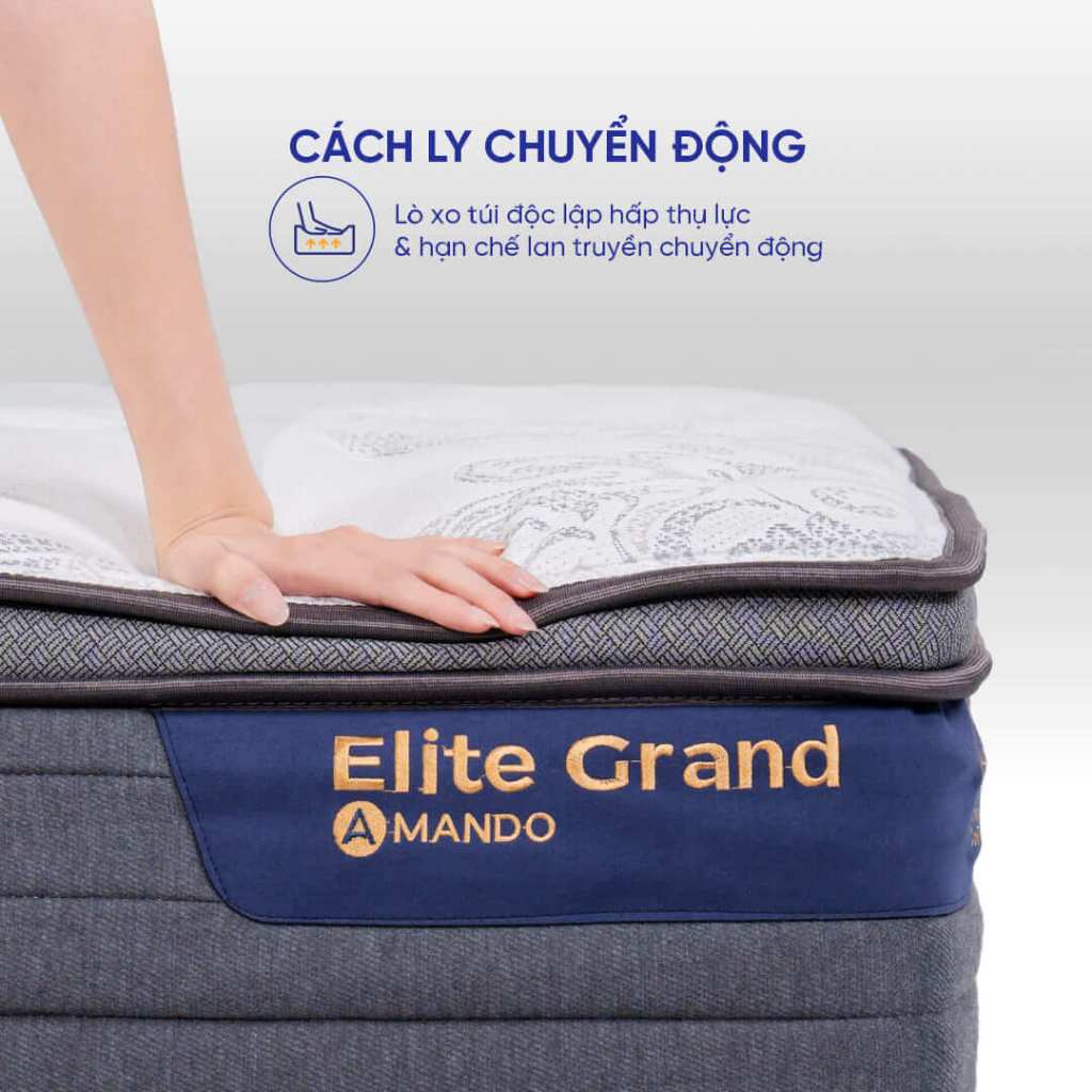 [ĐƠN 10TR TẶNG 1 BỘ CHĂN BÉ] Nệm lò xo điều hòa thân nhiệt Amando Elite Grand A - Đệm lò xo cao cấp