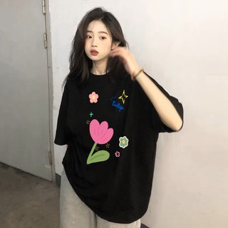 Áo Thun Unisex Nam Nữ HOA TULIP Mix, Áo Thun Tay Lỡ Form Rộng Style Basic Hàn Quốc