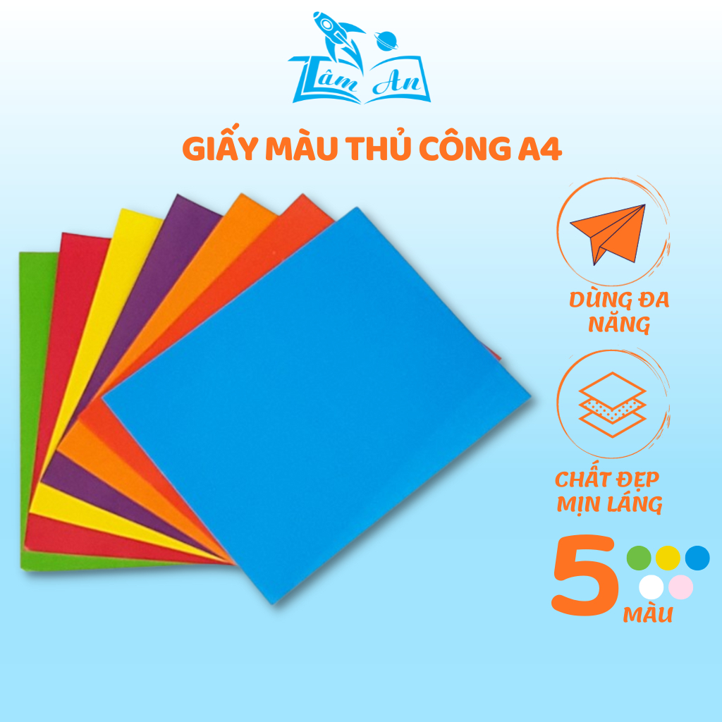 Ảnh Giấy màu thủ công a4 bìa cứng nhiều màu dùng đóng bìa hồ sơ, tài liệu, thiệp handmade - Tâm An 1