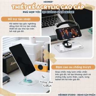 Giá đỡ xoay 360 Acrylic Mini đa năng dành tablet, smartphone - Thiết kế tối giản, hỗ trợ viết vẽ, gấp gọn by meober