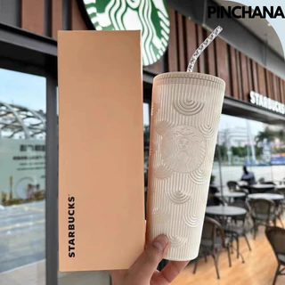 Ly Starbucks Siren Gradient tone trắng, bình nước 710ml tặng kèm ống hút Pinchana