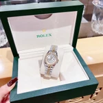 Combo đồng hồ đôi dây kim loại đeo tay chống nước cao cấp thời trang sang trọng R0lex vỏ vàng nam 40mm nữ size 36mm 32mm — ảnh 6