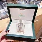 Combo đồng hồ đôi dây kim loại đeo tay chống nước cao cấp thời trang sang trọng R0lex vỏ vàng nam 40mm nữ size 36mm 32mm — ảnh 7