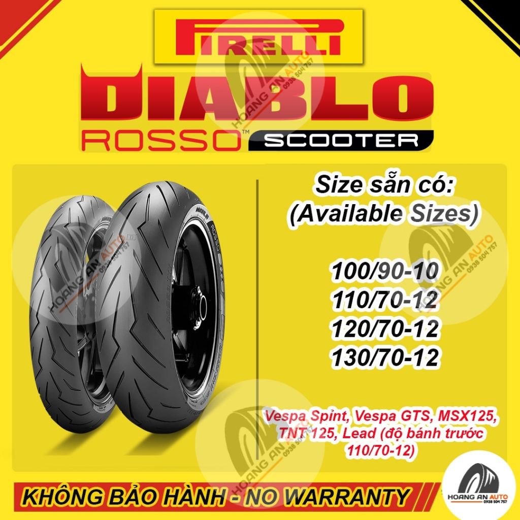 Vỏ lốp xe Pirelli Rosso Scooter cho Vespa Sprint, GTS, MSX125 TNT125 ...