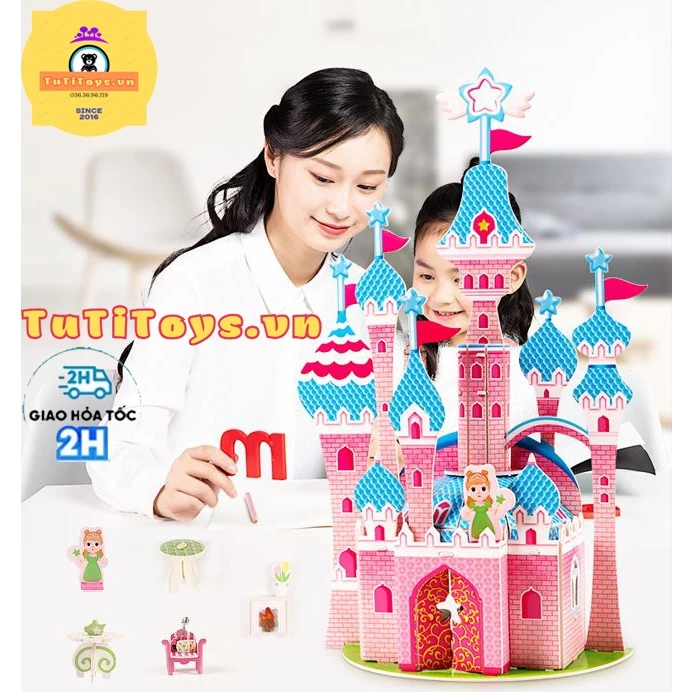 (LOẠI TO) Bộ tranh ghép 3D mô hình ngôi nhà bằng giấy xốp giúp bé phát triển tư duy, sáng tạo, tính