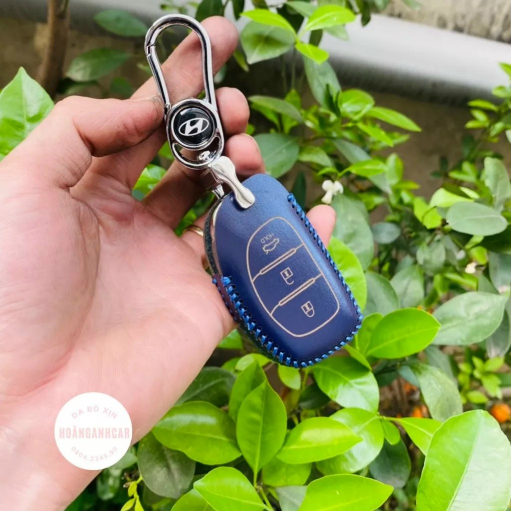 Bao da, móc khoá, bọc ốp chìa khoá xe Hyundai I10, I20 Active, Tucson, Elantra, Sonata bằng da bò